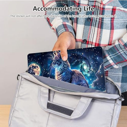 Universal Laptop Skin Sticker with 2 Wrist Pad Skins, Waterproof Scratch Resistant Vinyl Laptop Cover Decal, Cut to Fit for 11–15.6 Inch MacBook HP Dell Lenovo, Cat Universe - color: Cat Universe