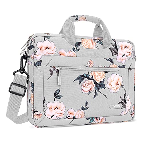 MOSISO Laptop Shoulder Bag for Women, 13-14 inch Computer Bag | Compatible with MacBook Neo 13/ Air 13/13.6/ Pro 13/14, 13.3 inch Camellia Sleeve with Adjustable Depth at Bottom, Grey - color: Grey, size: 13.3 inch