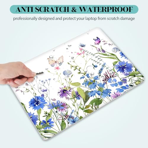 Laptop Skin Sticker Decal, 12" 13" 13.3" 14" 15" 15.4" 15.6 inch Universal Vinyl Notebook Skin Sticker Cover Art Protector Decal with Free 2 Wrist Pads, Beautiful Floral White - color: Beautiful Floral White