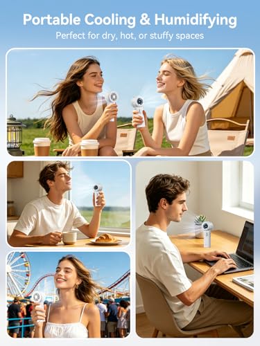 MIST Pro Smart Display Portable Cooling Fan – 15000 RPM Turbo Motor, 1-100 Stepless Speed, 17H Runtime, 35ml Tank, 3-in-1 Fan/Mist/Mist+Fan for Travel Office Outdoor - style: Mist Pro with 17H Display