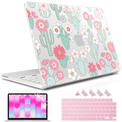 May Chen Compatible with MacBook Neo 13 inch Case 2026 Model A3404, Plastic Hard Shell,Keyboard Cover,Screen Protector,Dust Plug, for MacBook Neo 13" with A18 Pro Chip,Blooming Cactus - color: Blooming cactus