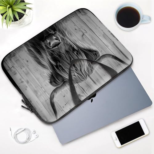 14 15 15.4 15.6 inch Laptop Handle Bag Computer Bag, Pouch Holder Notebook Sleeve Cover Soft Case Compatible for Dell,Lenovo,Toshiba HP, Asus Notebook-Highland Cow - color: Highland Cow