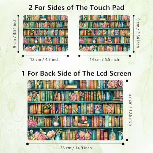 Laptop Skin Sticker Decal, Universal Reusable Vinyl Laptop Cover for 12" 13" 13.3" 14" 15" 15.4" 15.6" Notebook PC, Waterproof Scratch-Resistant with 2 Wrist Pads, Easy to Apply & Remove,Bookshelf - color: Bookshelf