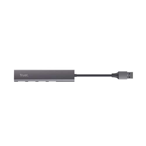 Trust Halyx USB Hub 4-Port USB-A 3.2 Gen 1, 5 Gbps Data Transfer Speed, Thin and Compact Data Hub, Plug & Play, Slim Portable USB Splitter for Computer, PC, Desktop, Laptop, MacBook