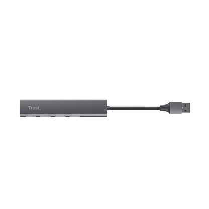Trust Halyx USB Hub 4-Port USB-A 3.2 Gen 1, 5 Gbps Data Transfer Speed, Thin and Compact Data Hub, Plug & Play, Slim Portable USB Splitter for Computer, PC, Desktop, Laptop, MacBook