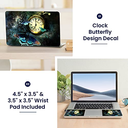 LSS 15 15.6 inch Laptop Notebook Skin Sticker Cover Art Decal Fits 13.3" 14" 15.6" 16" HP Dell Lenovo Apple Asus Acer Compaq (Free 2 Wrist Pad Included) Clock Butterfly - color: Clock Butterfly, size: 13" - 16"