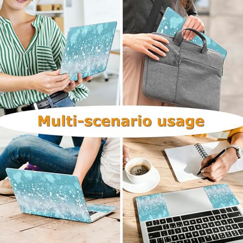 Universal Laptop Skin Sticker with 2 Wrist Pad Decals, 3-Piece Removable Vinyl Laptop Cover, Blue Glitter Waterproof Anti-Scratch, Easy-Trim Fit for 13.3" 14" 15.6" Laptops - color: Blue Glitter