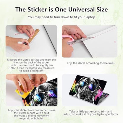 Laptop Skin Sticker Decal, Universal Reusable Vinyl Laptop Cover for 12" 13" 13.3" 14" 15" 15.4" 15.6" Notebook PC, Reusable Waterproof Scratch-Resistant with 2 Wrist Pads,Dog with Headphones - color: Dog with Headphones