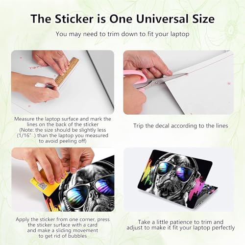 Laptop Skin Sticker Decal, Universal Reusable Vinyl Laptop Cover for 12" 13" 13.3" 14" 15" 15.4" 15.6" Notebook PC, Reusable Waterproof Scratch-Resistant with 2 Wrist Pads,Dog with Headphones - color: Dog with Headphones