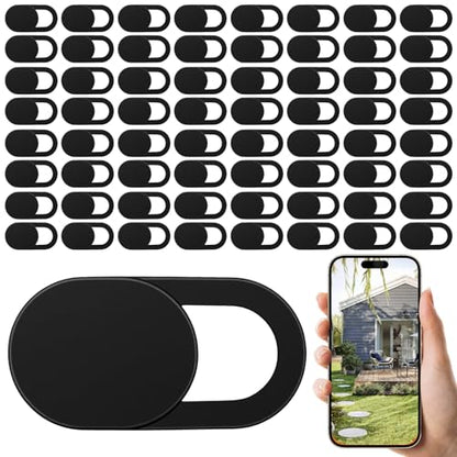 64Pcs Webcam Cover, Ultra Thin Laptop Camera Cover Slide for Laptop/Cell Phone/PC/Tablet PC Accessories Camera Blocker Slider, Great for Privacy - Black