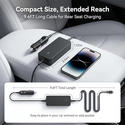 165W Laptop Car Charger USB-C for Dell Pro Max 16 18 Plus MB16250 MB18250 | For Pro Max 16 14 Premium MA16250 MA14250,Precision 5690 5680 3580 3581,for Latitude 5340 5440 5540 7340 7640 9440