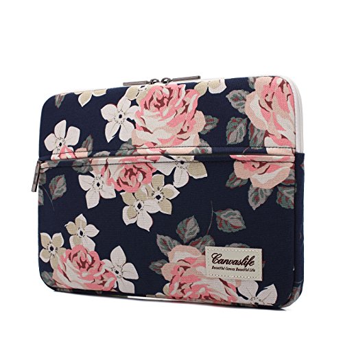 Canvaslife White Rose Patten Laptop Sleeve 14 inch 14.0 inch Laptop case Bag - color: White Rose, size: 14 inch / 14.0 inch