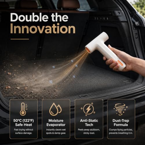 Compressed Air Duster with 50°C Heated Air, 110000 RPM Cordless Electric Air Duster, 3-Speed Rechargeable Air Blower, 10000mAh Battery, Magnetic Flat Nozzle for PC, Car Interior, Camping