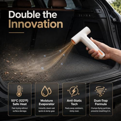 Compressed Air Duster with 50°C Heated Air, 110000 RPM Cordless Electric Air Duster, 3-Speed Rechargeable Air Blower, 10000mAh Battery, Magnetic Flat Nozzle for PC, Car Interior, Camping