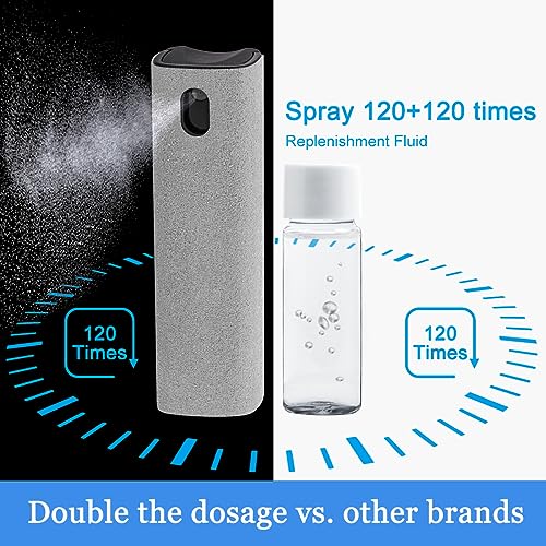Screen Cleaner Touchscreen Mist Spray, walrfid Cleaning Kit for Electronic Smart Phone TV, Laptop, Tablet, PC, Computer LCD Flat Screens, Eyeglasses, iPhone, iPad, MacBook Pro - Light Grey - color: Light Grey