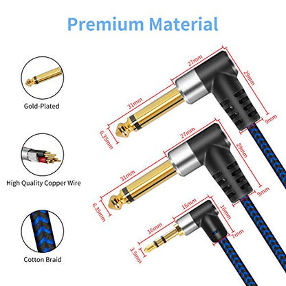 3.5mm TRS to Dual 6.35mm TS Stereo Breakout Cable 10 ft for Mixers - size: 10FT