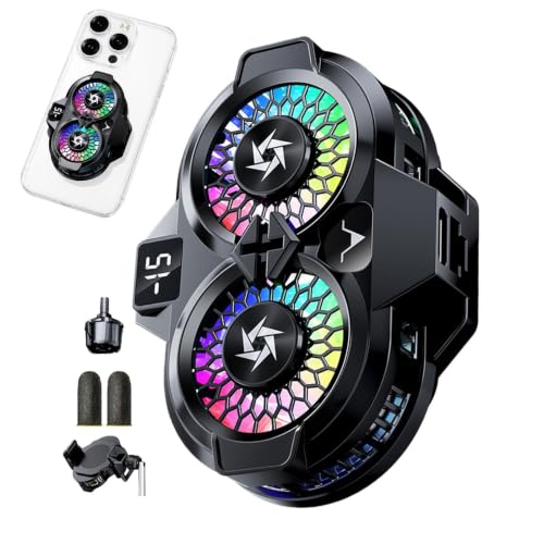 Phone Cooler Cellphone - Double Semiconductor Clip with Digital Display | Phone Cooling for Mobile Game Live Streaming Home Tablet Laptops