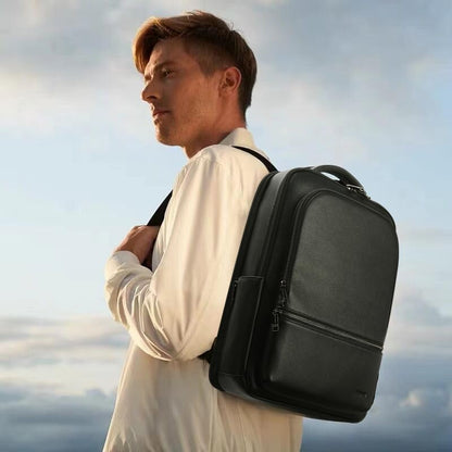 BOPai Genuine Leather Backpack for Men Multi-Function 15.6 inch Laptop Premium Executive Business Travel Friendly Smart Rucksack Anti Theft Large Capacity Office Classic Black - color: Black3