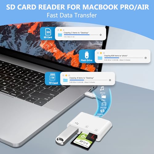 3-in-1 Memory Dual Slots with USB Camera Digital Adapter | White, Type C High Speed, SD and MicroSD Card Reader with OTG for iPhone 17/16/15,iPad,iMac,MacBook,Galaxy,Android