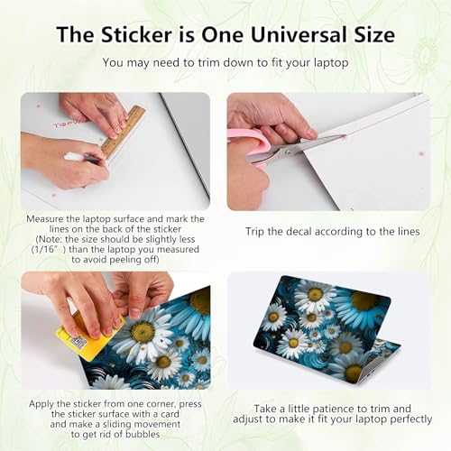 Laptop Skin Sticker Decal, Universal Reusable Vinyl Laptop Cover for 12" 13" 13.3" 14" 15" 15.4" 15.6" Notebook PC, Waterproof Scratch-Resistant with 2 Wrist Pads, Easy to Apply & Remove,Small Daisy - color: Small Daisy