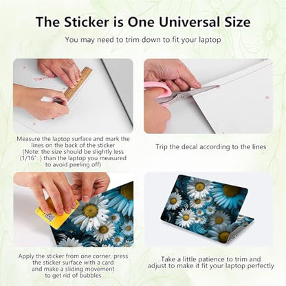 Laptop Skin Sticker Decal, Universal Reusable Vinyl Laptop Cover for 12" 13" 13.3" 14" 15" 15.4" 15.6" Notebook PC, Waterproof Scratch-Resistant with 2 Wrist Pads, Easy to Apply & Remove,Small Daisy - color: Small Daisy