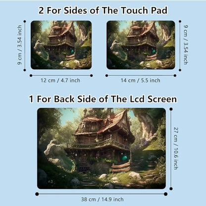 Universal Laptop Skin Sticker with 2 Wrist Pad Skins, Waterproof Scratch Resistant Vinyl Laptop Cover Decal, Cut to Fit for 11–15.6 Inch MacBook HP Dell Lenovo, Forest Villa - color: Forest Villa