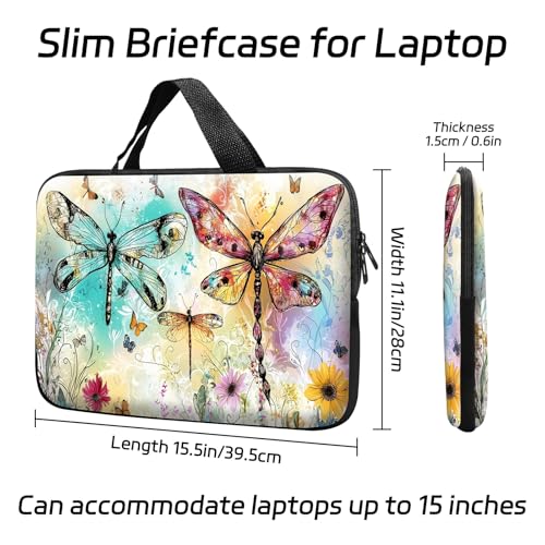 14 15 15.4 15.6 inch Laptop Handle Bag Computer Bag, Pouch Holder Notebook Sleeve Cover Soft Case Compatible for Dell,Lenovo,Toshiba HP, Asus Notebook-Art Dragonfly - color: Art Dragonfly