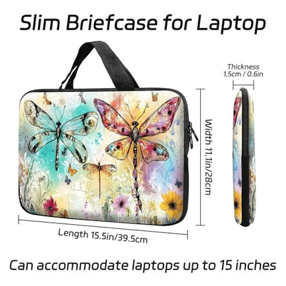 14 15 15.4 15.6 inch Laptop Handle Bag Computer Bag, Pouch Holder Notebook Sleeve Cover Soft Case Compatible for Dell,Lenovo,Toshiba HP, Asus Notebook-Art Dragonfly - color: Art Dragonfly