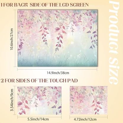 SUPERDANT Laptop Skin Decal Purple Flowers Branches and Vines Notebook Protector Sticker Fits 12 13 13.3 14 15 15.4 15.6 Inches Removable Waterproof Vinyl Personalized Cover Pink Green - color: Pink+green
