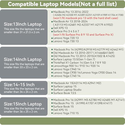 PU Leather Laptop Sleeve Compatible with New 15.3 inch MacBook Air 2023 2024, Surface Laptop 15, Surface Book 13.5, Surface Laptop Studio Color Khaki - color: Khaki, size: 14-15 Inch