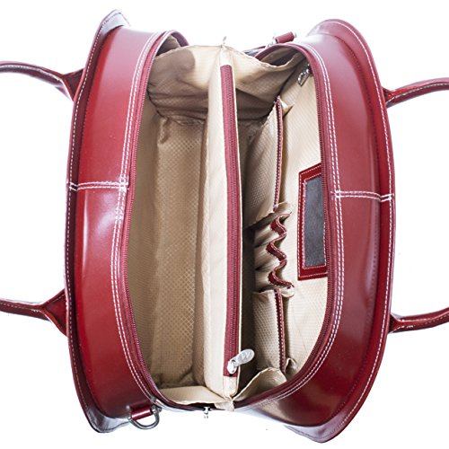 McKlein GLEN ELLYN15" Leather Detachable -Wheeled Ladies' Laptop/Computer & Tablet Business Briefcase Bag/Women's Rolling Overnight Travel Bag, Removable trolley case - color: Red