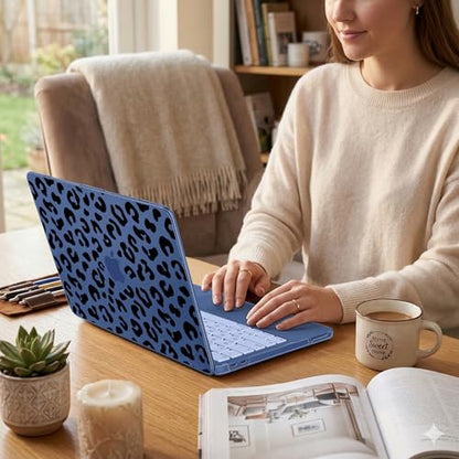 for MacBook Neo 13 inch Case 2026 (Model A3404), Artistic Leopard Pattern Ultra Slim Frosted Matte Hard Shell, Anti-Scratch & Fingerprint Resistant Cover, Leopard Indigo - color: Leopard Indigo