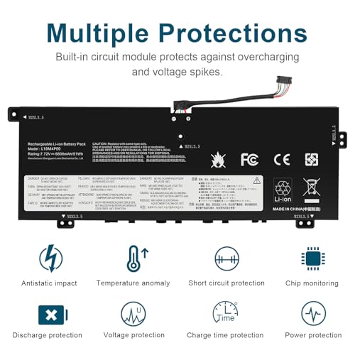 L18M4PE0 Laptop Battery for Lenovo Yoga C740-14 C740-14IML 81TC 81TC006VGE 81TC002RGE Series 5B10W67296 5B10U40209 L18L4PE0 5B10W67185 SB10W67368 5B10U40210 SB10W67235 L18L4PEO L18M4PEO 2ICP5/41/110-2 - size: 10.16*3.66*0.2inch L18M4PE0