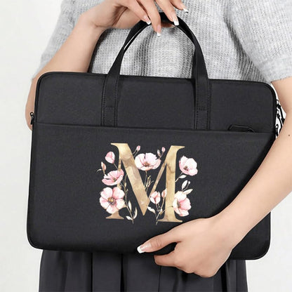 Computer Bag For Men & Women, With Initial Laptop Bag,14/15inches Messenger bag For Office、Business、Travel、School - color: Bk-m
