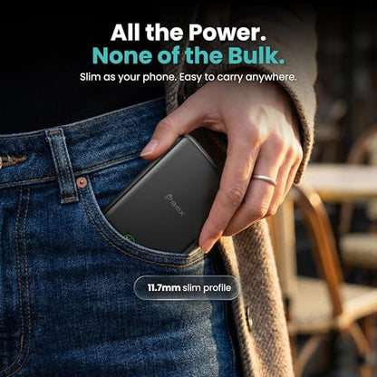 5K Magnetic Power Bank, Silver, Qi2 Certified 15W Wireless Charger, LCD Display, Ultra-Slim Solid-State Battery Pack for iPhone 17/16, Lightweight Travel, USB-C Portable (Black) - color: Black