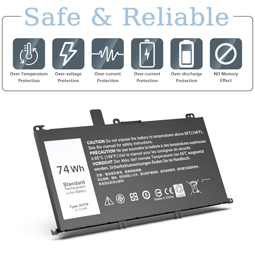 74WH 357F9 Laptop Battery Replacement for Dell Inspiron 15 7000 Gaming 15 7559 i7559 7557 i7557 5577 7567 5576 7566 INS15PD Series P65F P65F001 P57F P57F003 71JF4 071JF4 0GFJ6 0357F9 - size: 6.92*3.75*0.55inch 357F9