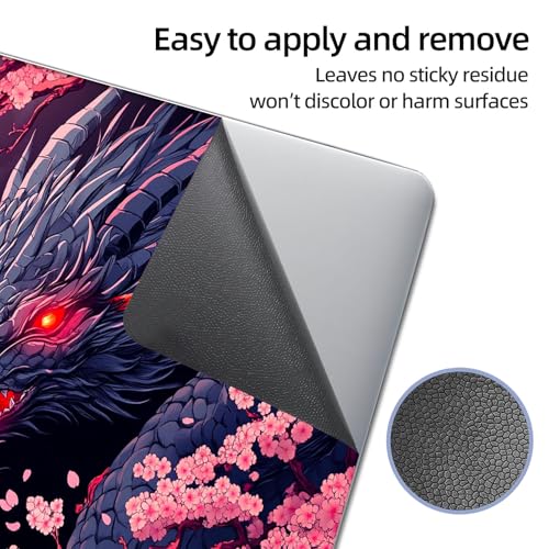 Universal Laptop Skin Sticker Decal, 12"-15.6" Aesthetic Vinyl Wrap, Black Dragon Cherry Blossom Waterproof Notebook Cover Art Protector for MacBook HP Dell Lenovo, Fits 13" 14" 15" 15.6" - color: Black Dragon Cherry Blossom