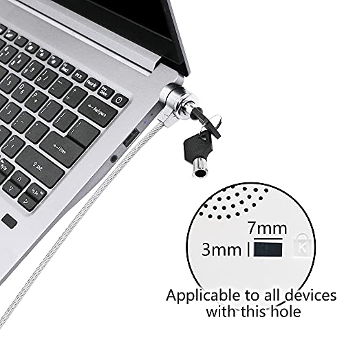 YACSEJAO Notebook Lock and Security Cable Laptop Cable Lock Hardware Security Cable Lock Anti Theft for All Devices with 3x7mm Keyholes are Supported(1.2M/3.9FT)