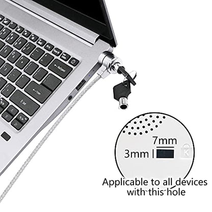 YACSEJAO Notebook Lock and Security Cable Laptop Cable Lock Hardware Security Cable Lock Anti Theft for All Devices with 3x7mm Keyholes are Supported(1.2M/3.9FT)