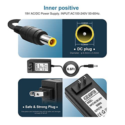 19V 1.3A 2.1A 3.42v Power Adapter for LG Monitor Power Cord 19V DC Power Supply Charging for LG 32" 27" 24" 23" 22" 20" 19" LCD LED HD TV Monitor Replacement Power Cord Cable