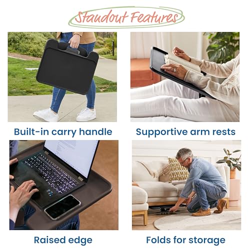 ECR4Kids The Surf Folding Portable Lap Desk, Large, Flexible Seating, Black - color: Black
