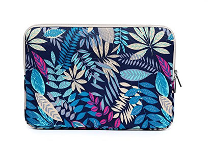 BSLVWG 11.6 Inch Laptop Sleeve Multi-Color & Size Choices Case/Water-Resistant Neoprene Notebook Computer Pocket Tablet Briefcase Carrying Bag/Pouch Skin Cover - color: Blue Leaves, size: 11.6 inch