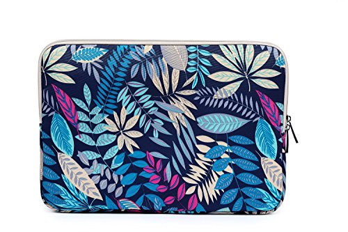 BSLVWG 11.6 Inch Laptop Sleeve Multi-Color & Size Choices Case/Water-Resistant Neoprene Notebook Computer Pocket Tablet Briefcase Carrying Bag/Pouch Skin Cover - color: Blue Leaves, size: 11.6 inch