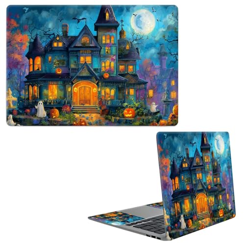 Laptop Skin Sticker Decal, Universal Protective Cover Fit 12 13 14 15.6 Inch Notebook, Reusable Water-Resistant Vinyl Decal w/ 2 Wrist Pads for Business Travel Office, Castle Tree Withered - color: Castle Tree Withered