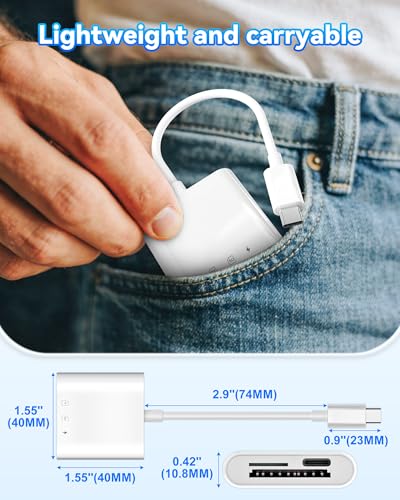 USB-C SD Card Reader, SD MicroSD Reader with 30W PD Charging for iPhone | iPad/Laptop Compatible • Trail Camera Viewer • Plug & Play • SD/MicroSD Support • Photo/Video Transfer
