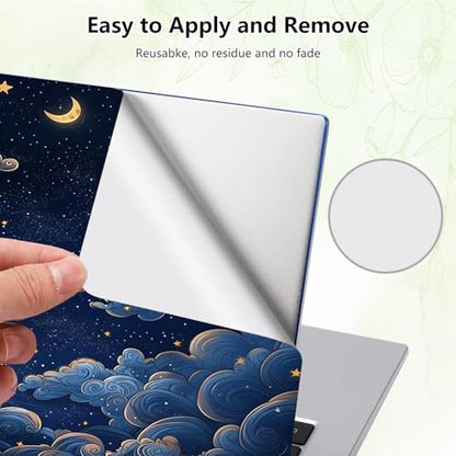 Laptop Skin Sticker Decal, Universal Reusable Vinyl Laptop Cover for 12" 13" 13.3" 14" 15" 15.4" 15.6" Notebook PC, Reusable Waterproof Scratch-Resistant with 2 Wrist Pads,Art Galaxy Moon - color: Art Galaxy Moon