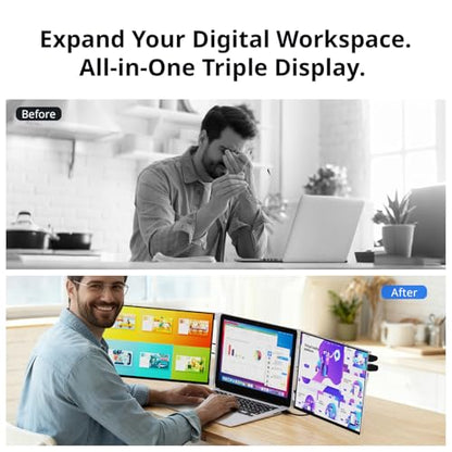 AYY Laptop Screen Extender, 14" FHD 1200P Portable Triple Monitor for 13"-17" Laptops, Aluminum Alloy Stand, Compatible with MacOS/Windows/Chrome - size: 14 Inch, style: Dual 1200P
