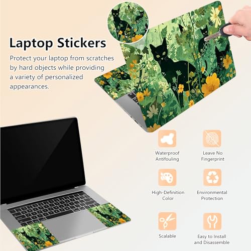 Laptop Skin Sticker Decal 15.6 Inch,12 13 13.3 14 15 15.6 in Laptop Netbook Skins for Notebook,Art Decal Removable Waterproof Scratch Resistant,Universal Vinyl Cover,Cat Plant Cute - color: Cat Plant Cute