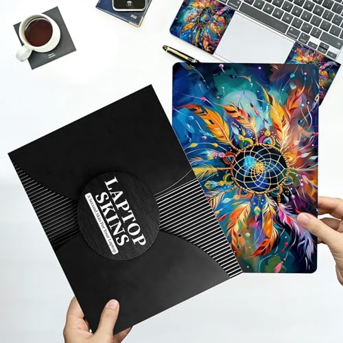 Universal Laptop Skin Sticker with 2 Wrist Pad Decals, 3-Piece Removable Vinyl Laptop Cover, Color Dreamcatcher Waterproof Anti-Scratch, Easy-Trim Fit for 13.3" 14" 15.6" Laptops - color: Color Dreamcatcher