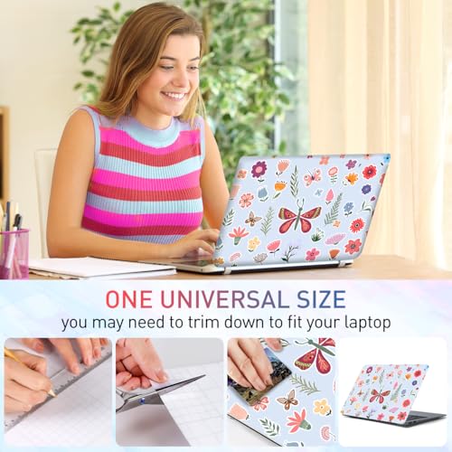 12.1-15.6 Inch Laptop Skin Decal, Universal Reusable Vinyl Laptop Cover Sticker, Waterproof Art Protector with Butterflies & Flowers - color: Butterflies & Flowers